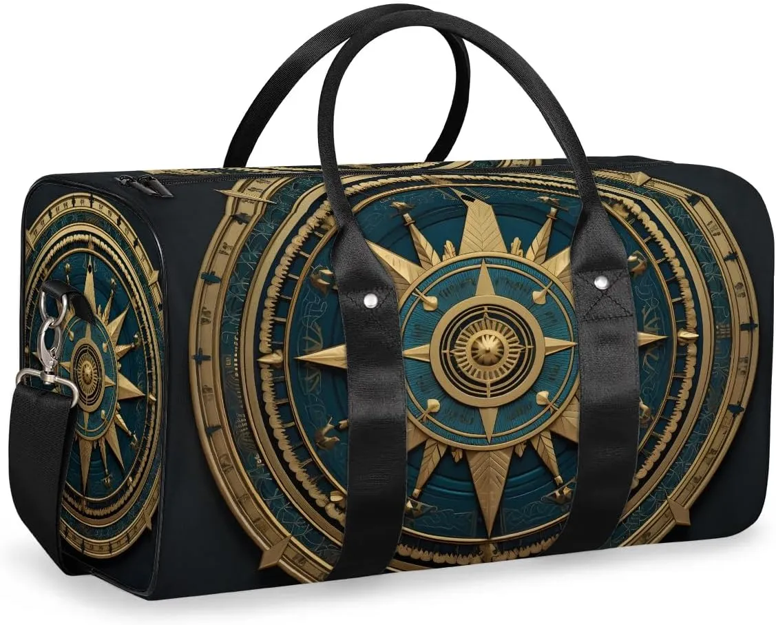 Compass Travel Duffel Bag for Women Men Waterproof Foldable Overnight Weekender Bag Large Capacity Sports Gym Bag
