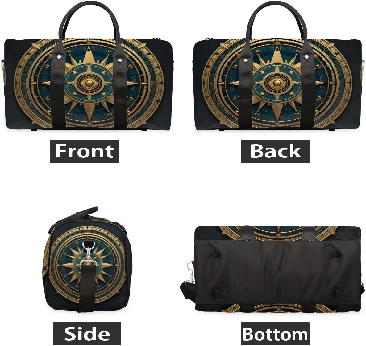Compass Travel Duffel Bag for Women Men Waterproof Foldable Overnight Weekender Bag Large Capacity Sports Gym Bag
