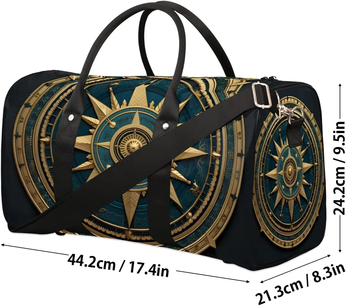 Compass Travel Duffel Bag for Women Men Waterproof Foldable Overnight Weekender Bag Large Capacity Sports Gym Bag