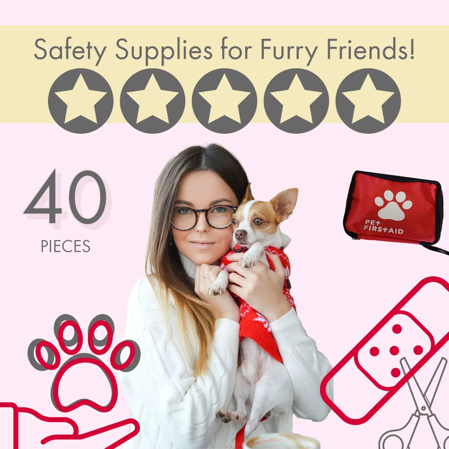 Comprehensive 40-Piece Pet Travel First Aid Kit for Emergencies, Safety, & Adventure by American Pet Supplies