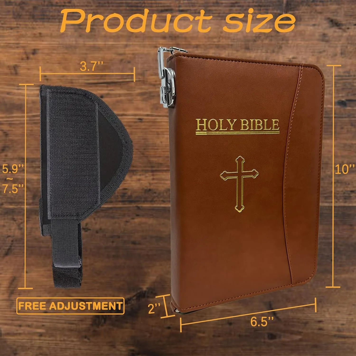 Concealed Carry Gun Pouch, Holy Bible PU Soft Pistol Case, Concealed Carry Holster, Lockable Zipper, Handgun Case for 9mm& Glock&1911 Guns Storage or Transport