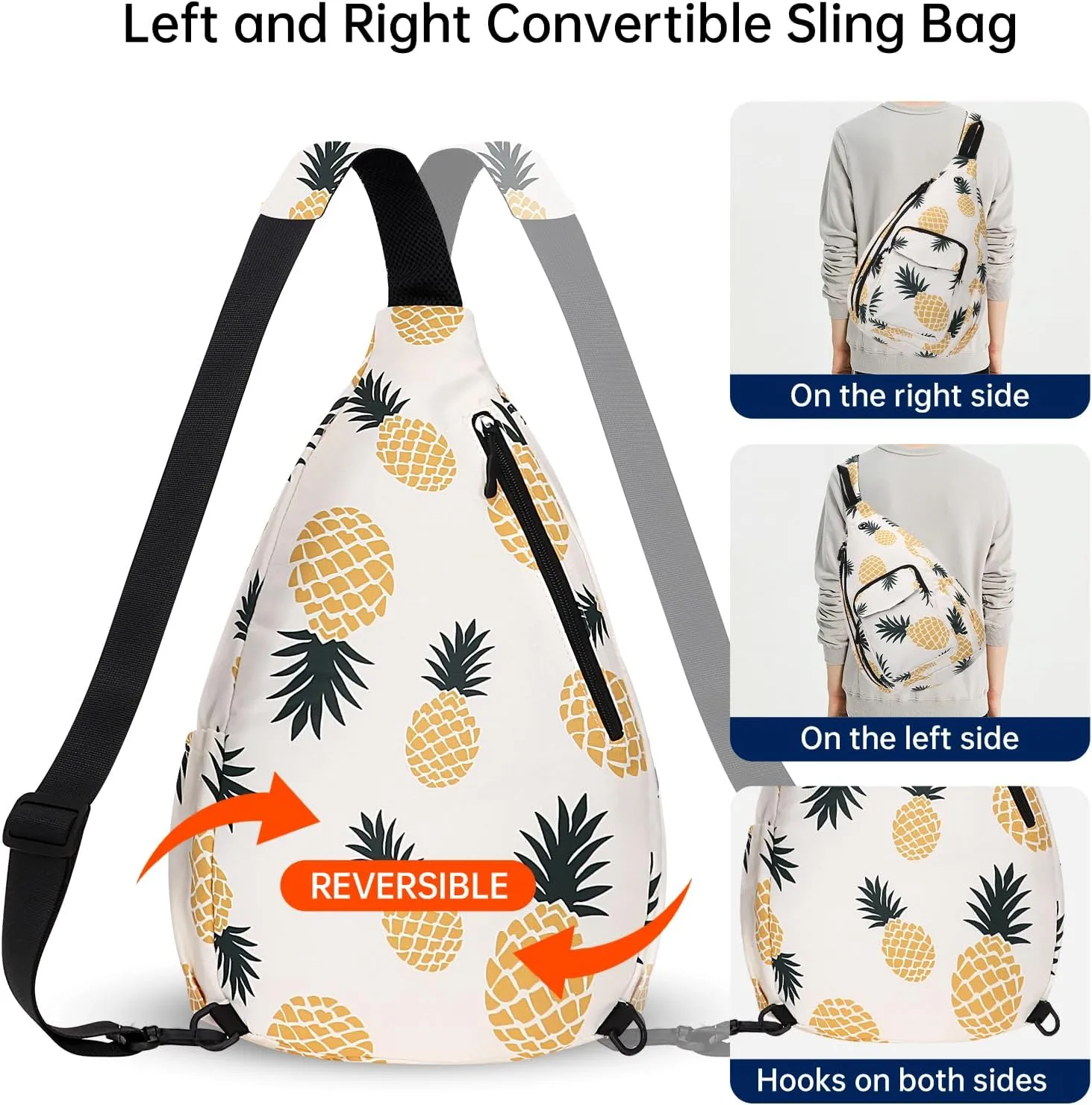 Convertible Sling Backpack Crossbody Chest Bag for Women Men Left and Right Shoulder Purse Water Repellent Gym Daypack