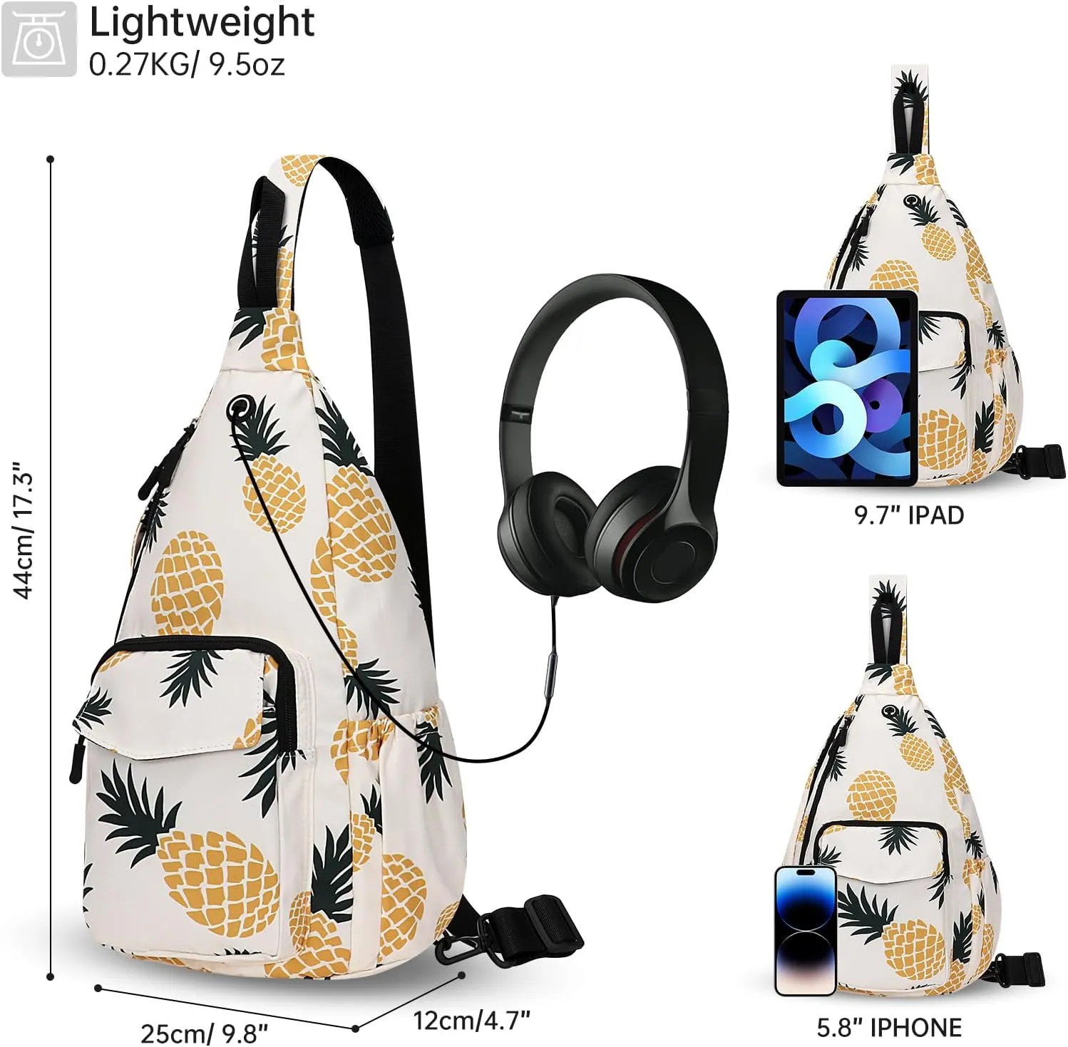Convertible Sling Backpack Crossbody Chest Bag for Women Men Left and Right Shoulder Purse Water Repellent Gym Daypack