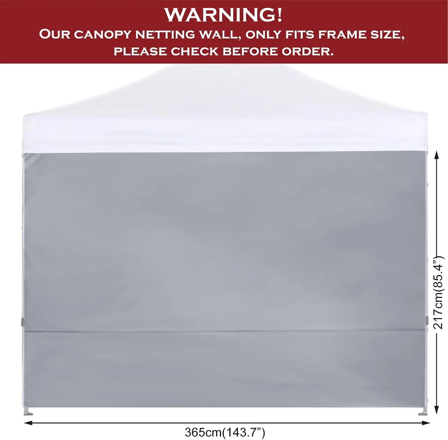 COOSHADE Instant Canopy SunWall 12x12 Canopy SideWall for Pop up Canopy Tent, 1 Pack Sidewall Only, Grey