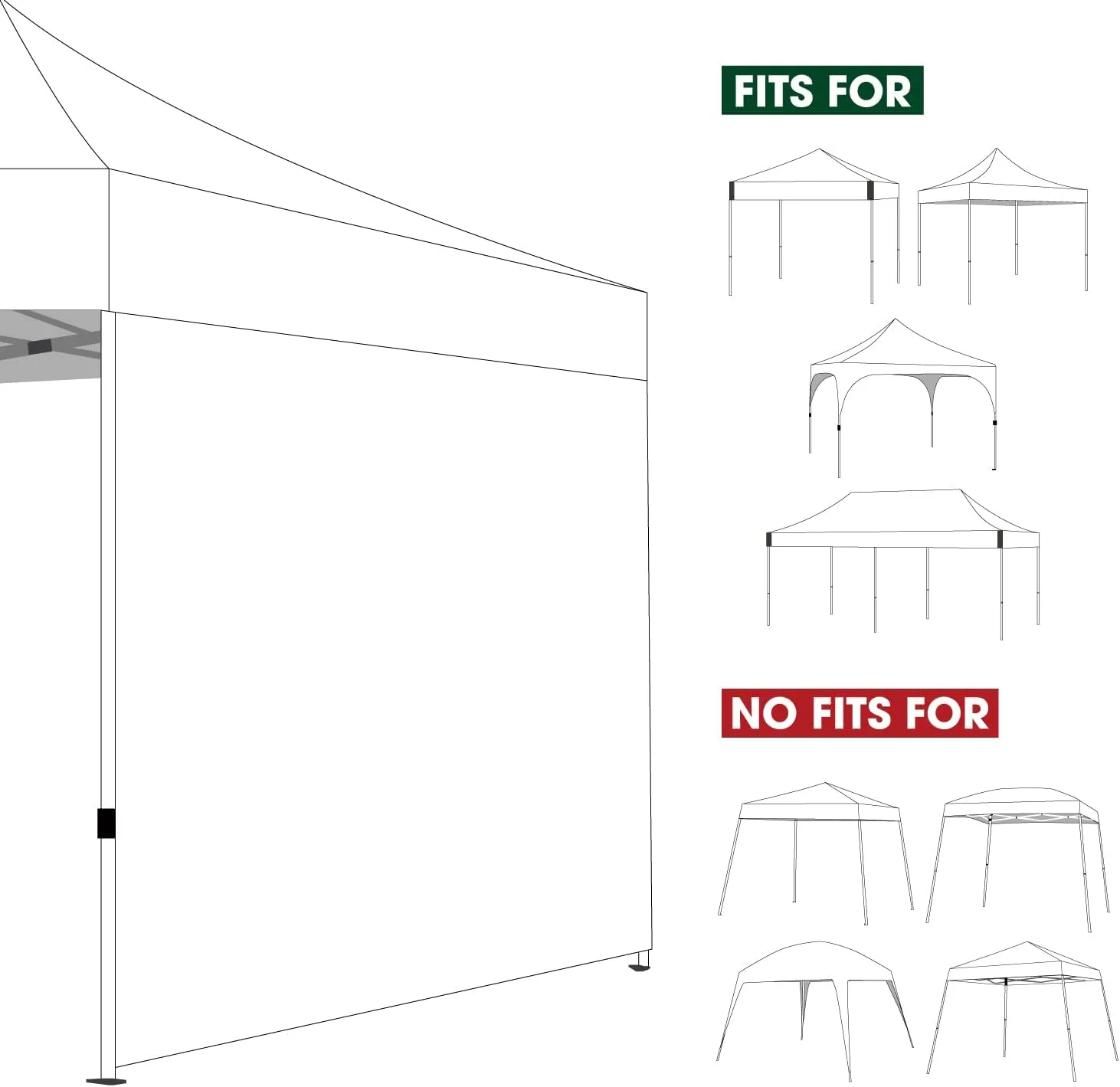 COOSHADE Instant Canopy SunWall 12x12 Canopy SideWall for Pop up Canopy Tent, 1 Pack Sidewall Only, Grey