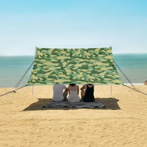 Crayfish Army Pattern Beach Canopy Tent Anti-UV & Wind Resistant, Sea Animal Camping Sun Shelter Easy Setup Portable,Outdoor Shade Tents with Sandbags,Sand Shovels,Ground Pegs & Stability Poles