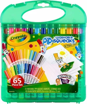 Crayola Pip-Squeaks Washable Marker Set (65ct), Coloring Set, Art Supplies for Kids, Drawing Kit, Kids Travel Activity, Easter Basket Essentials, 4 