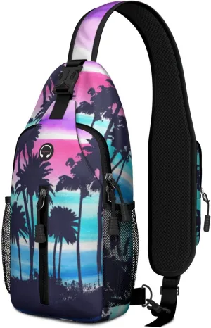 Crossbody Sling Backpack Mini Water Resistant Sling Bag - Adjustable Chest Strap Backpack for Outdoor Hiking Cycling