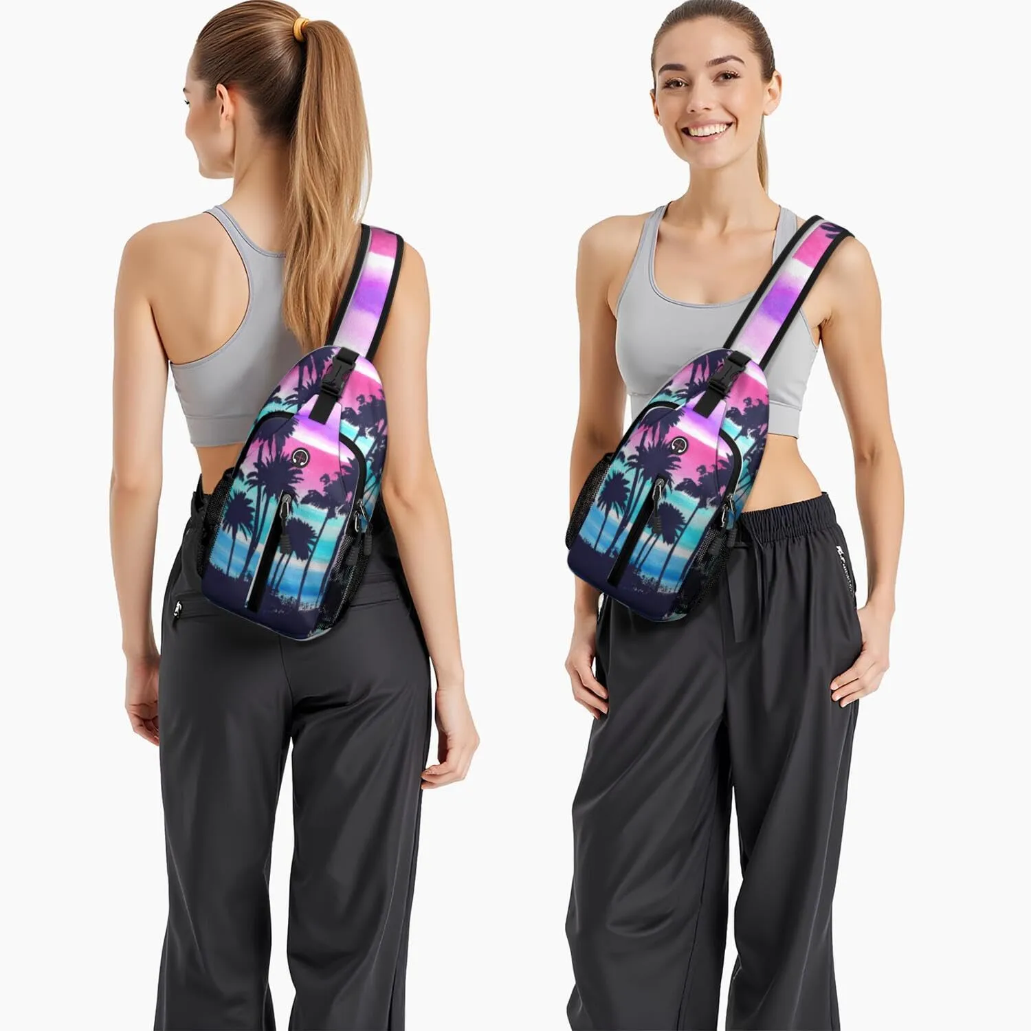 Crossbody Sling Backpack Mini Water Resistant Sling Bag - Adjustable Chest Strap Backpack for Outdoor Hiking Cycling