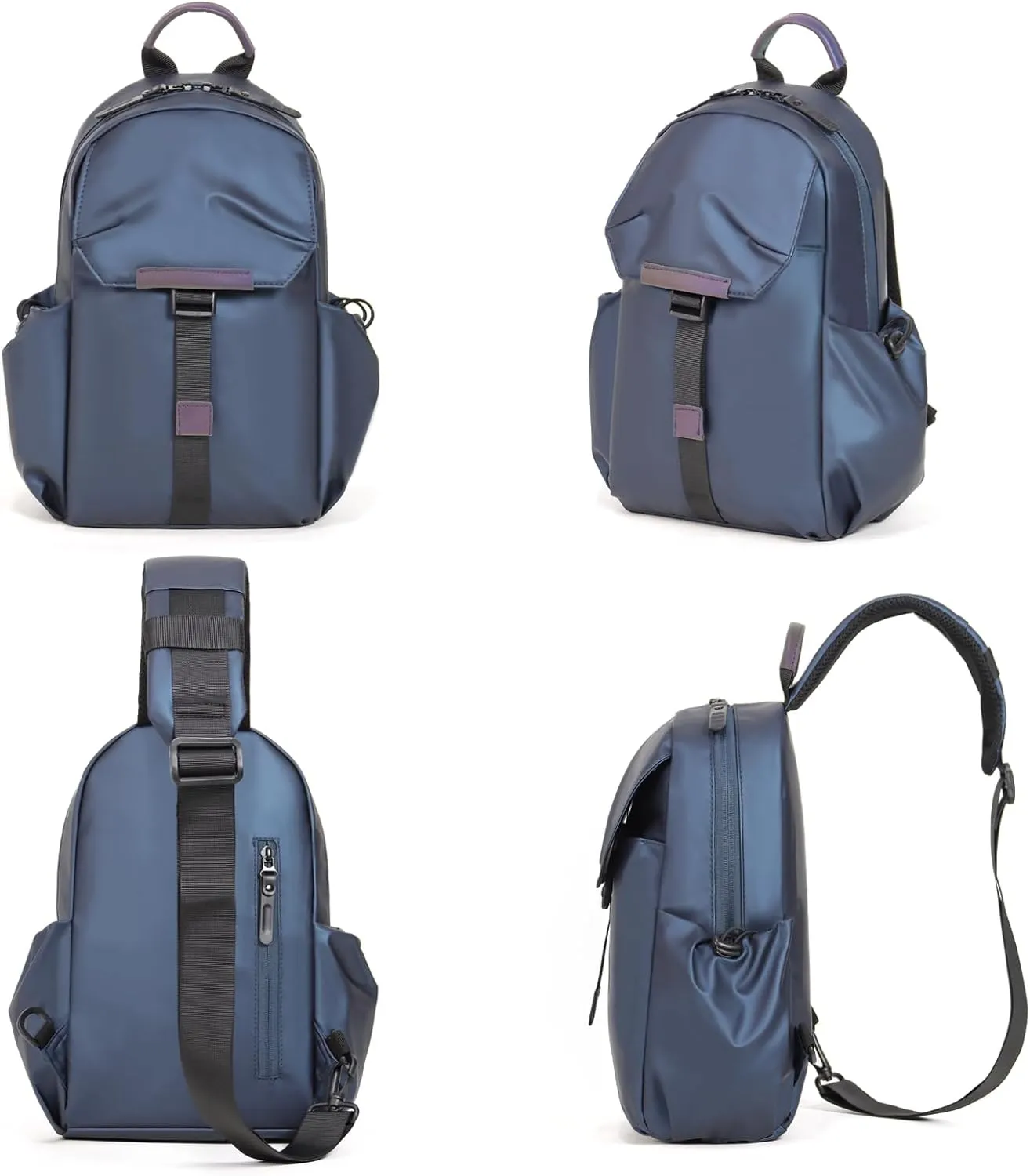 Crossbody Sling Backpack Sling Bag Travel Hiking Chest Bag Daypack，Water-Resistant (navy, small)
