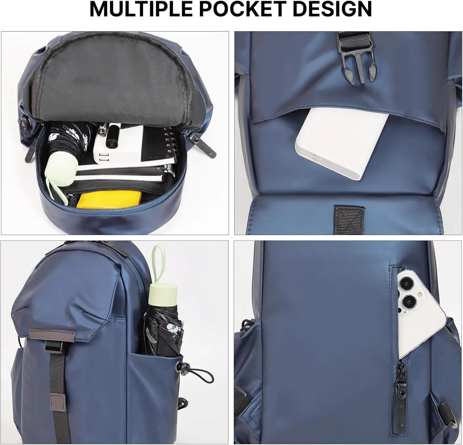 Crossbody Sling Backpack Sling Bag Travel Hiking Chest Bag Daypack，Water-Resistant (navy, small)