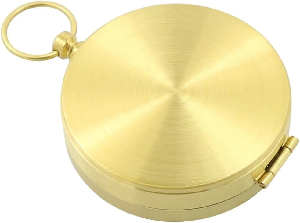 CSCDD Copper Pocket Watch Compass Compass Compass Gold Glossy Flip Cover Night Glow Compass