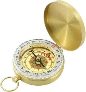 CSCDD Copper Pocket Watch Compass Compass Compass Gold Glossy Flip Cover Night Glow Compass