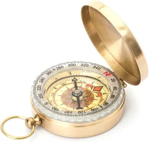 CSCDD Flip Cover Copper Outdoor Compass, Luminous North Compass