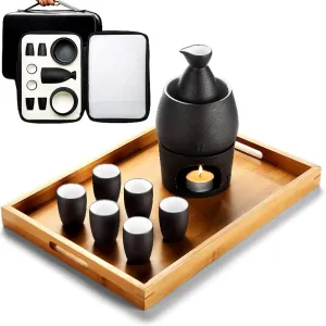 Cups,Crafts Cup Ceramic, Japanese with Storage Bag Sake Cup Set 9 Pieces with Tray Traditional Porcelain Pottery Ceramic Cups Crafts Wine Glasses,10 Pieces of B