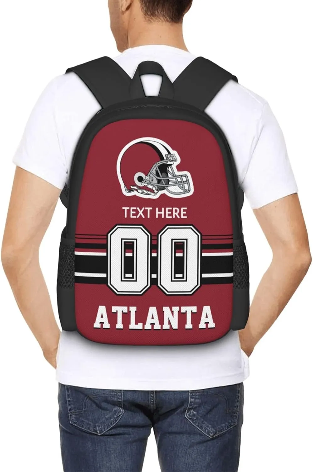 Custom Atlanta Backpack, Personalized Name and Number Backpack High Capacity Custom Football Gift for Men Women Fans