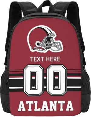 Custom Atlanta Backpack, Personalized Name and Number Backpack High Capacity Custom Football Gift for Men Women Fans