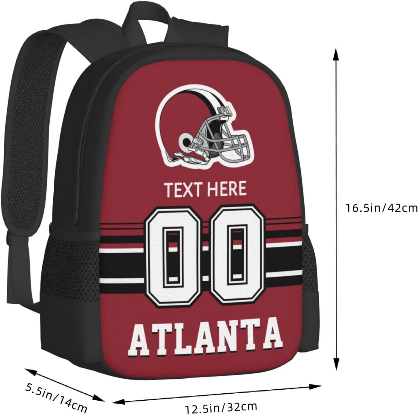 Custom Atlanta Backpack, Personalized Name and Number Backpack High Capacity Custom Football Gift for Men Women Fans