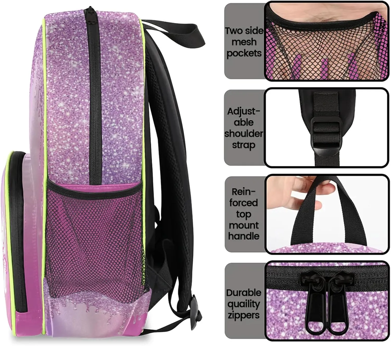 Custom Backpack with Initial & Name Personalized Small Shoulder Bag Waterproof Travel Casual Backpack with Chest Strap 14.2in, Pink White