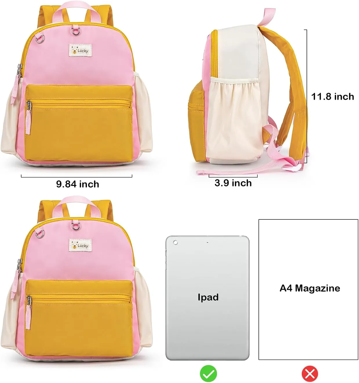 Cute 10 inch mini pack bag backpack for grils children and adult (Multicolor-Pink)