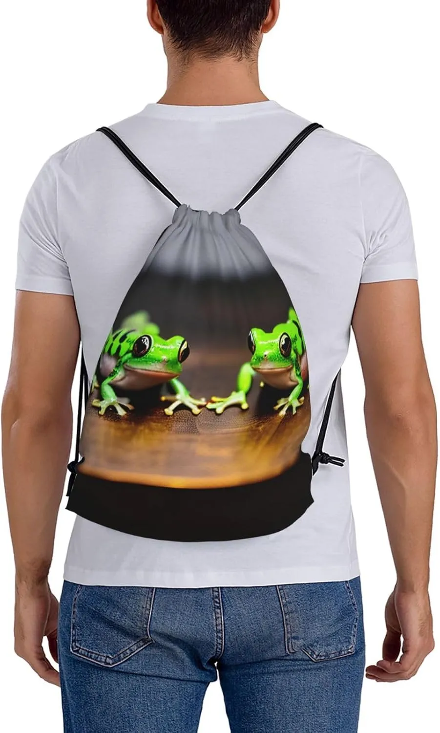 Cute and funny Funny Frogs Print Sports Drawstring Backpack,Water Resistant Bag, Gym Backpack for Women Men