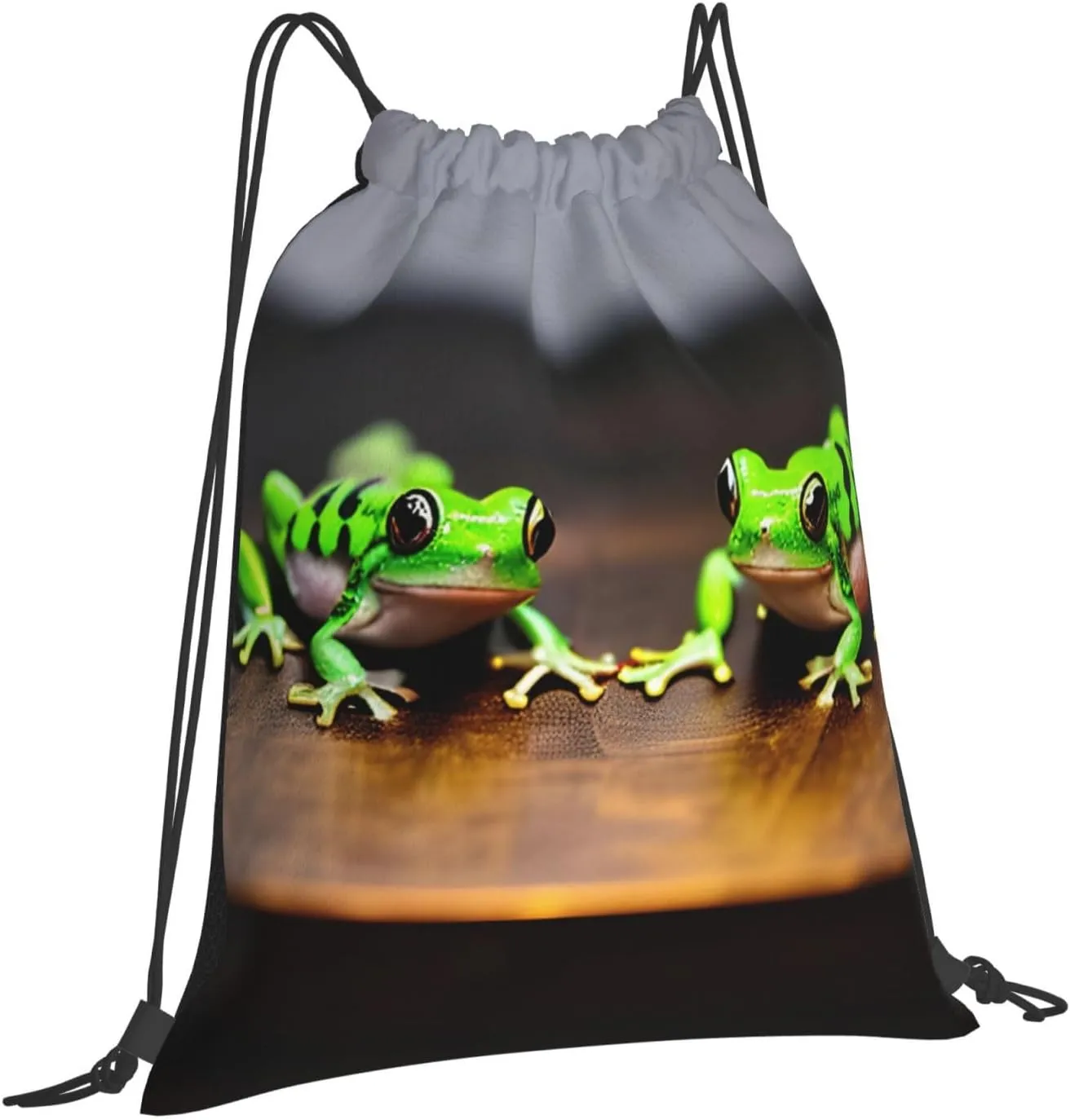 Cute and funny Funny Frogs Print Sports Drawstring Backpack,Water Resistant Bag, Gym Backpack for Women Men