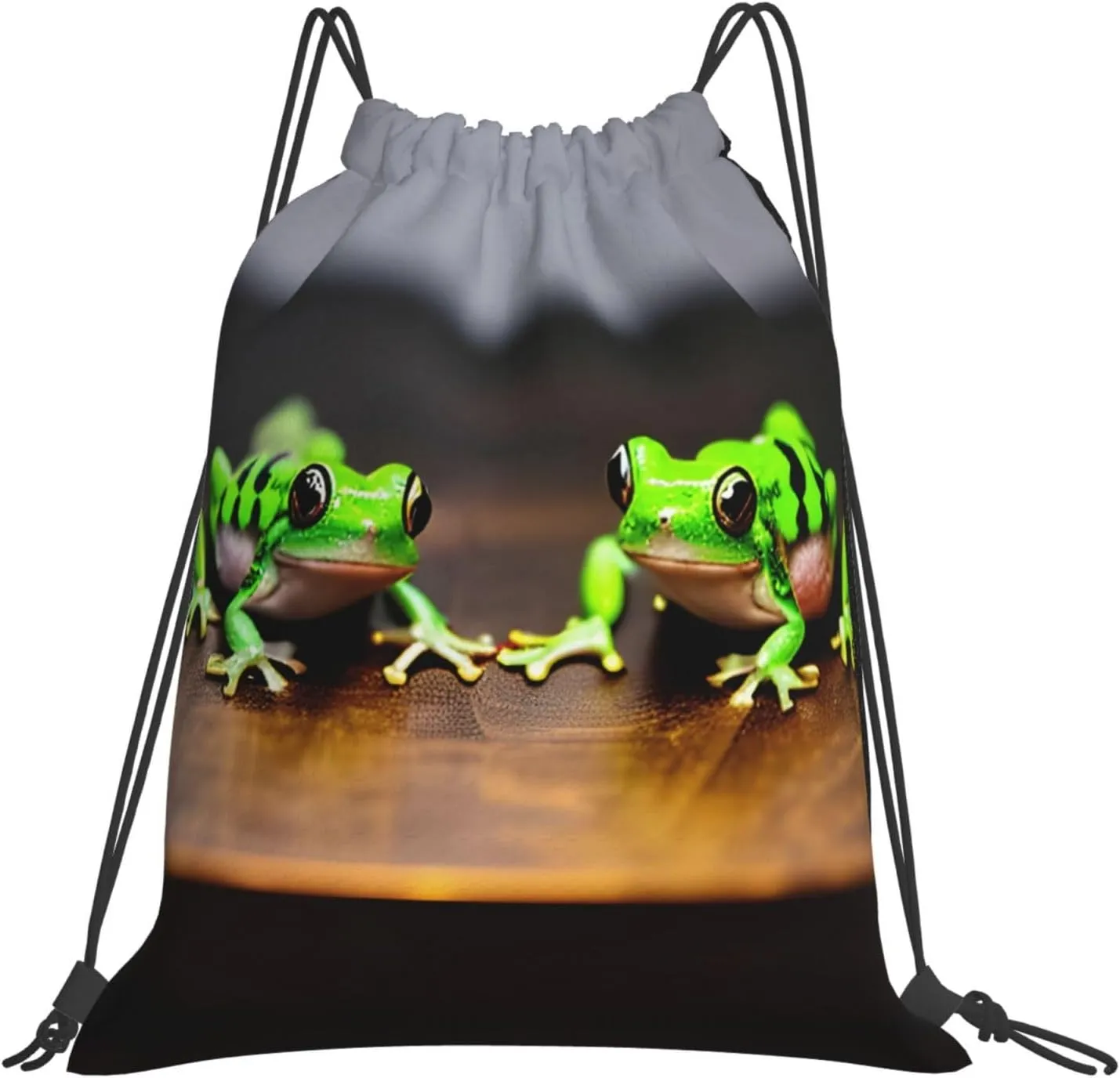 Cute and funny Funny Frogs Print Sports Drawstring Backpack,Water Resistant Bag, Gym Backpack for Women Men