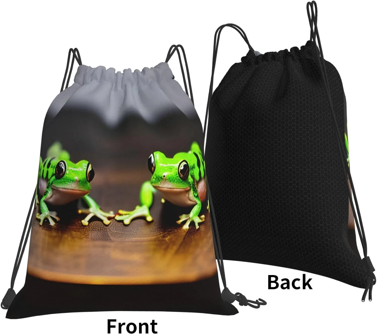 Cute and funny Funny Frogs Print Sports Drawstring Backpack,Water Resistant Bag, Gym Backpack for Women Men