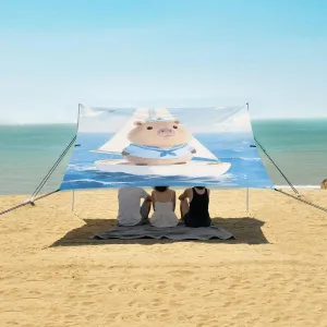 Cute Capybara C Beach Canopy Tent Anti-UV & Wind Resistant, Camping Sun Shelter Easy Setup Portable,Outdoor Shade Tents with Sandbags,Sand Shovels,Ground Pegs & Stability Poles
