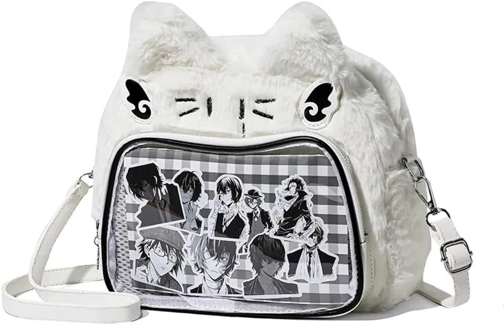 Cute Cat Ita Bag Pin Display Backpack Kawaii Furry Ita Bag Crossbody Y2k Aesthetic Shoulder Purse(Pins NOT Included)