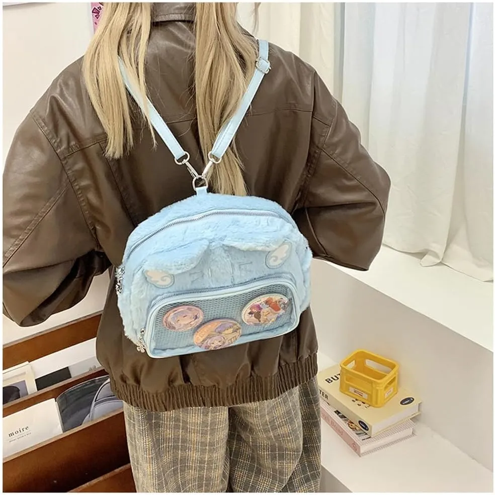 Cute Cat Ita Bag Pin Display Backpack Kawaii Furry Ita Bag Crossbody Y2k Aesthetic Shoulder Purse(Pins NOT Included)