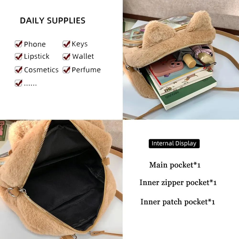 Cute Cat Ita Bag Pin Display Backpack Kawaii Furry Ita Bag Crossbody Y2k Aesthetic Shoulder Purse(Pins NOT Included)