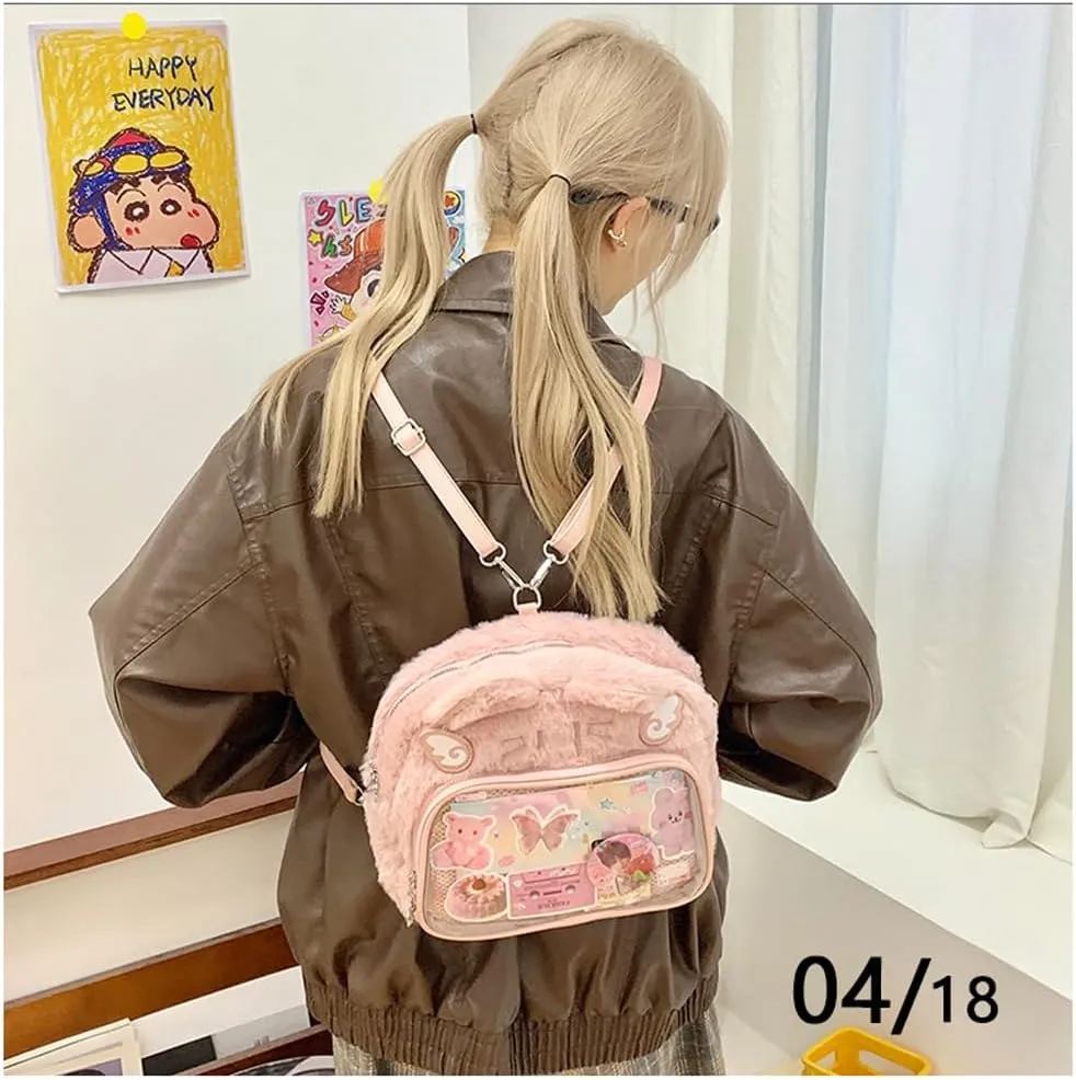 Cute Cat Ita Bag Pin Display Backpack Kawaii Furry Ita Bag Crossbody Y2k Aesthetic Shoulder Purse(Pins NOT Included)