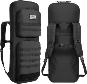 CVLIFE 30" 34" Soft Rifle Case Gun Backpack, Tactical Double Rifle Backpack Gun Bag Covert Bug Out Bag, with Lockable Zipper for Hunting Shooting