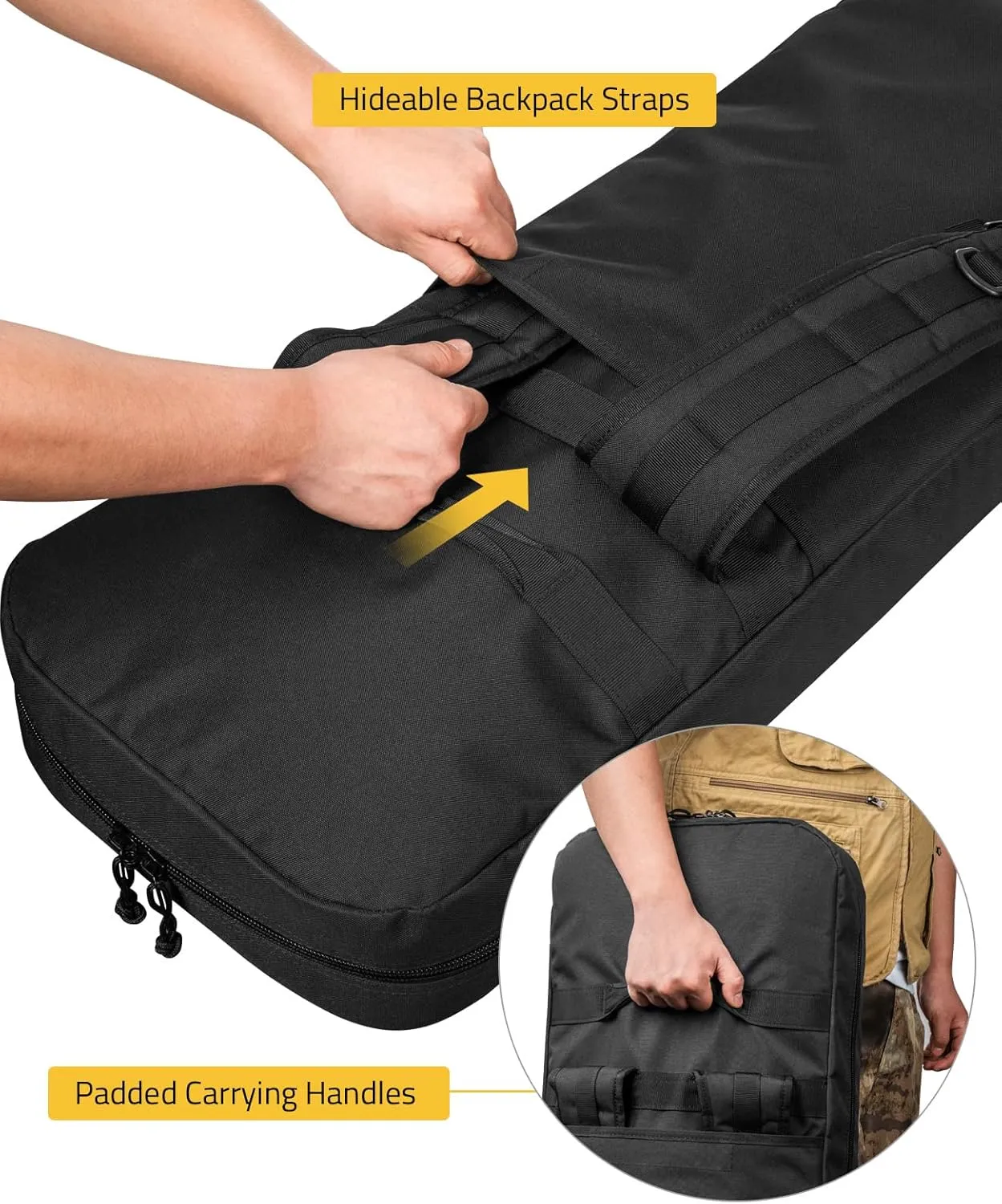 CVLIFE 30" 34" Soft Rifle Case Gun Backpack, Tactical Double Rifle Backpack Gun Bag Covert Bug Out Bag, with Lockable Zipper for Hunting Shooting