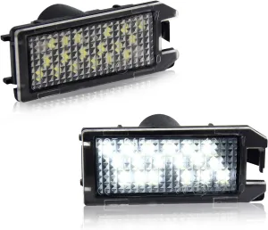 D-Lumina LED License Plate Light Tag Lamp Assembly Compatible with 2013-2019 FIAT 500, Maserati Levante ＆ Dodge Viper, Je-ep Grand Cherokee Compass Patriot, Powered by 18-SMD White 6000K Pack of 2