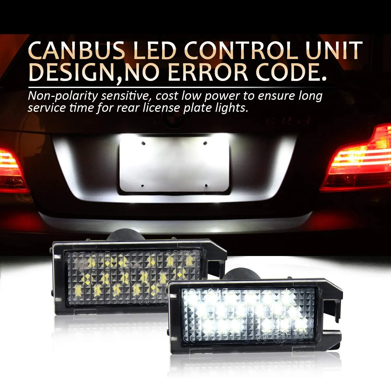D-Lumina LED License Plate Light Tag Lamp Assembly Compatible with 2013-2019 FIAT 500, Maserati Levante ＆ Dodge Viper, Je-ep Grand Cherokee Compass Patriot, Powered by 18-SMD White 6000K Pack of 2