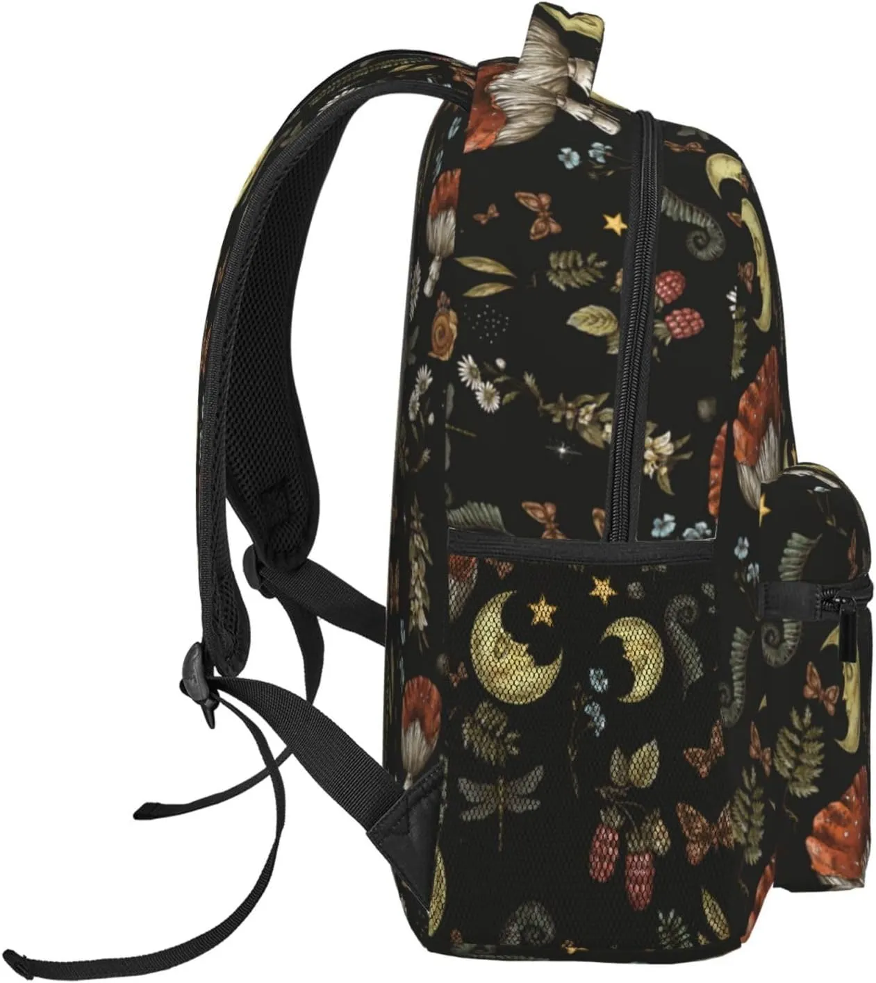 Dark Academia Whimsical Goblincore Backpack - Black, 11.4 * 7.8 * 15.7 inches, Women's