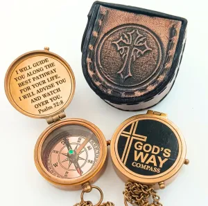 DAYOL'X God's Way Compass Psalm 32:8 - Religious Gifts for Men, Baptism Gift for Teenage Boys - 1st Communion Gifts for Boys - Baptism Christmas First