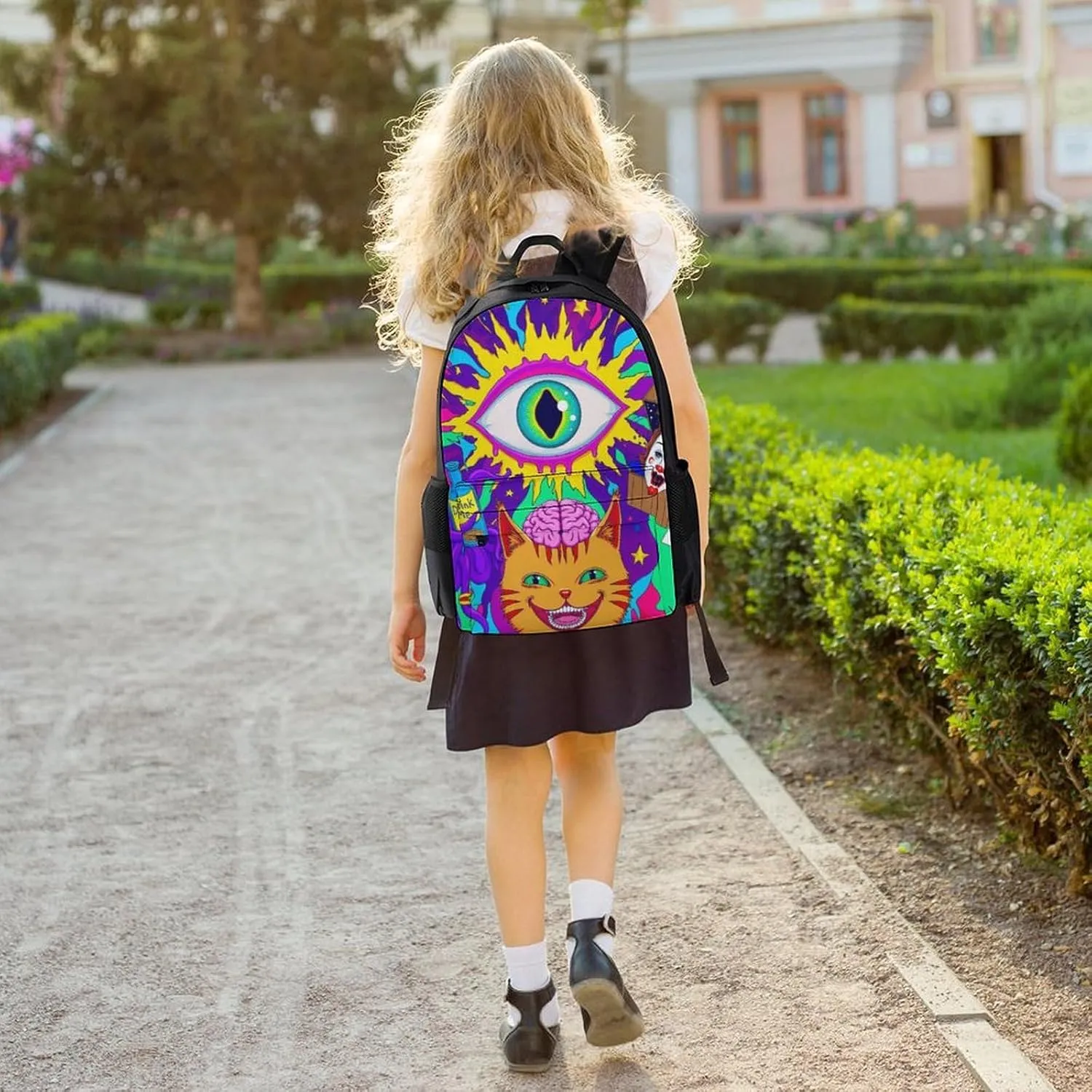 Daypack Bookbag Anti-Theft Multipurpose Large Capacity Bookbag - Acid Trip Colors Trippy Cat Eye Octopus Art Travel Hiking & Camping Rucksack With Adjustable Shoulder Straps