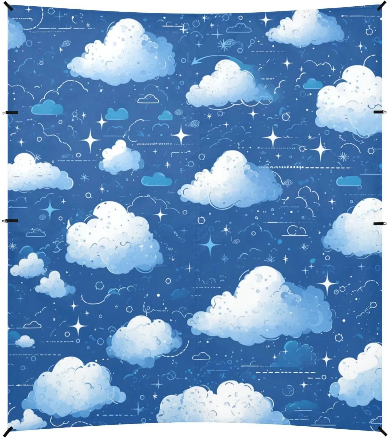 Delicate Cartoon Cloud Dark Blue Stable Beach Tent UPF50  Protection Lightweight Large Sun Shelter with Carrying Bag for Camping, Fishing, Backyard Fun