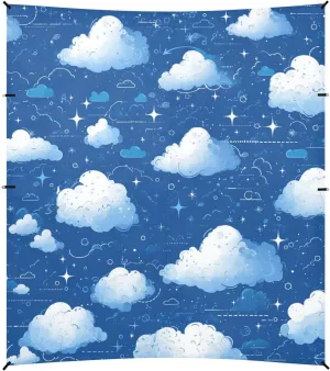 Delicate Cartoon Cloud Dark Blue Stable Beach Tent UPF50  Protection Lightweight Large Sun Shelter with Carrying Bag for Camping, Fishing, Backyard Fun