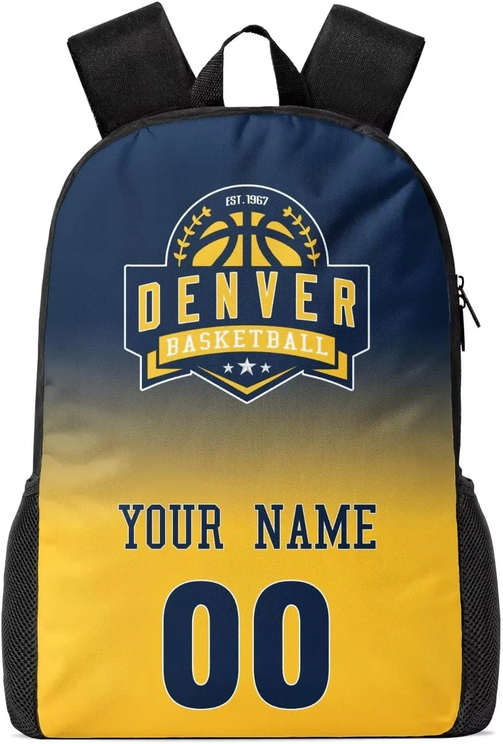Denver Custom Backpack High Capacity,Add Personalized Name And Number, Backpack for Men Women,Basketball Bags for Teenagers