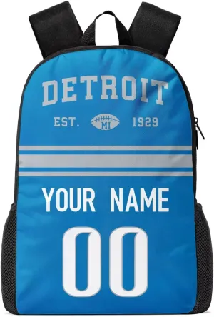 Detroit Custom Backpack High Capacity,Laptop Bag Travel Bag,Add Personalized Name And Number£¬Gifts For Football Fans
