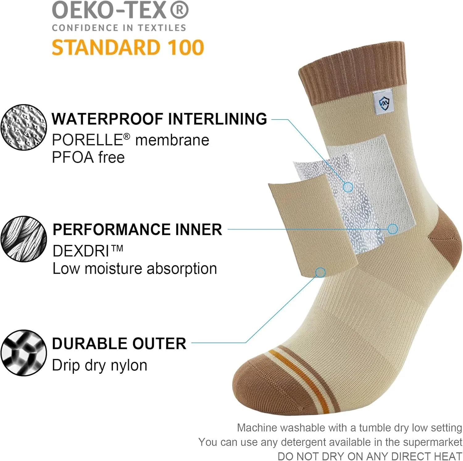 DexShell Waterproof Socks for Men & Women, Ultralite for Hiking Walking Outdoor Activities in Cold Wet Weather, Unisex Ankle