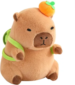 Ditucu Cute Orange Capybara Plush Pillow with Turtle Backpack Stuffed Animal Capibara Plushies Toys Gifts for Kids Brown 13.7 inch