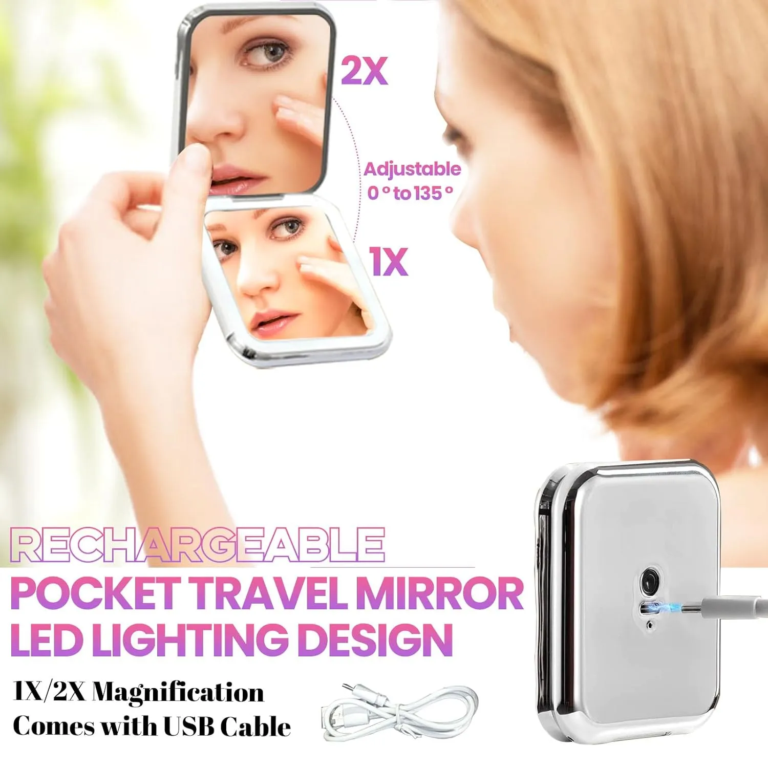 DIY Lash Extension Kit with 720pcs Lashes Clusters,1X/2X Magnification Compact Mirror with Light,Lash Bond and Seal,Eyelash Remover Tweezers Applicator Mascara Brush(10-18mm,30-60D Curl)