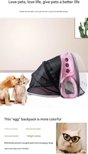 Dog and Cat Pet Space Box Large Capacity Transparent Breathable Expandable Hand-held Backpack for Dogs and Cats to Go Out(Gray)