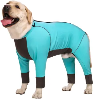 Dog Jumpsuit for Medium Large Dogs，4 Legged Recovery Dog Onesie Large Size Dog,Waterproof Blue Zip Up Dog Clothes,Big Dog Pajamas Pjs Gifts Girl Boy,Full Belly(Blue, 32)