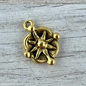 Dotted Compass Charm, Antiqued Gold Star, Jewelry Findings, GL-6298